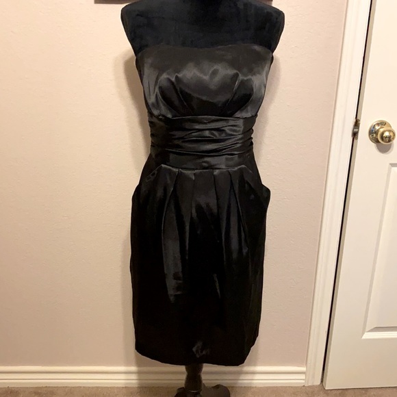 David's Bridal Dresses & Skirts - Short Charmeuse Dress with Ruched Waist and Pocket